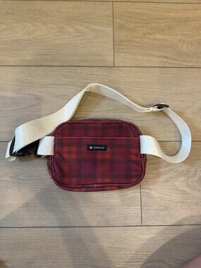 Threads Fanny Pack Crossbody Red Flannel Cream Strap